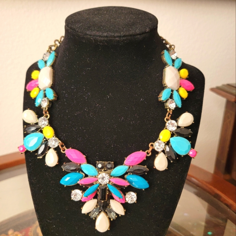 Multicolor Rhinestone Statement Necklace - image 4